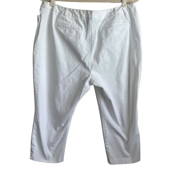Lane Bryant Women Crop Pants 24 White Straight Leg Beachy Coastal Capris Vacay - Picture 3 of 9